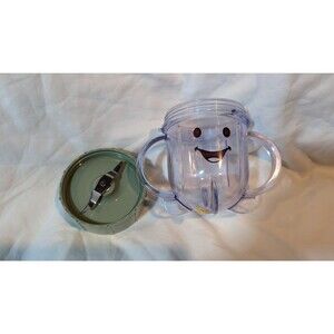 Baby Bullet Short Cup Blender Blade Lid Green Double Handle Lid And Scraper